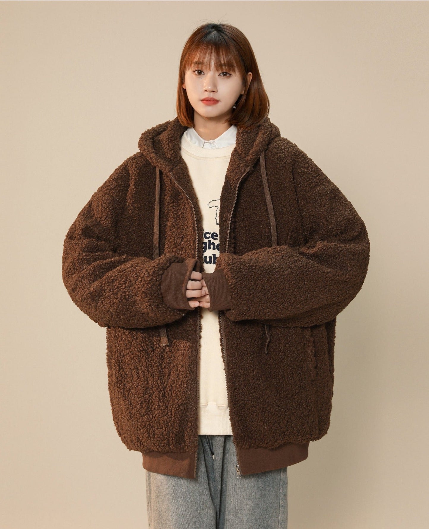 Veste d'hiver à oreilles de lapin en fourrure pour femme