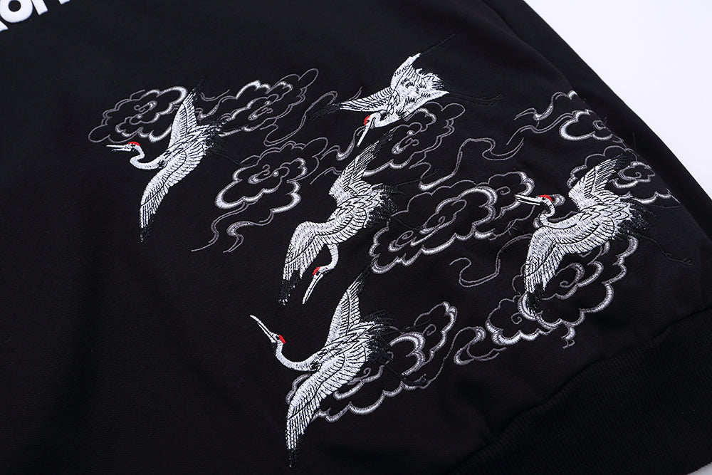YE735 Red Suns Cranes Hoodie