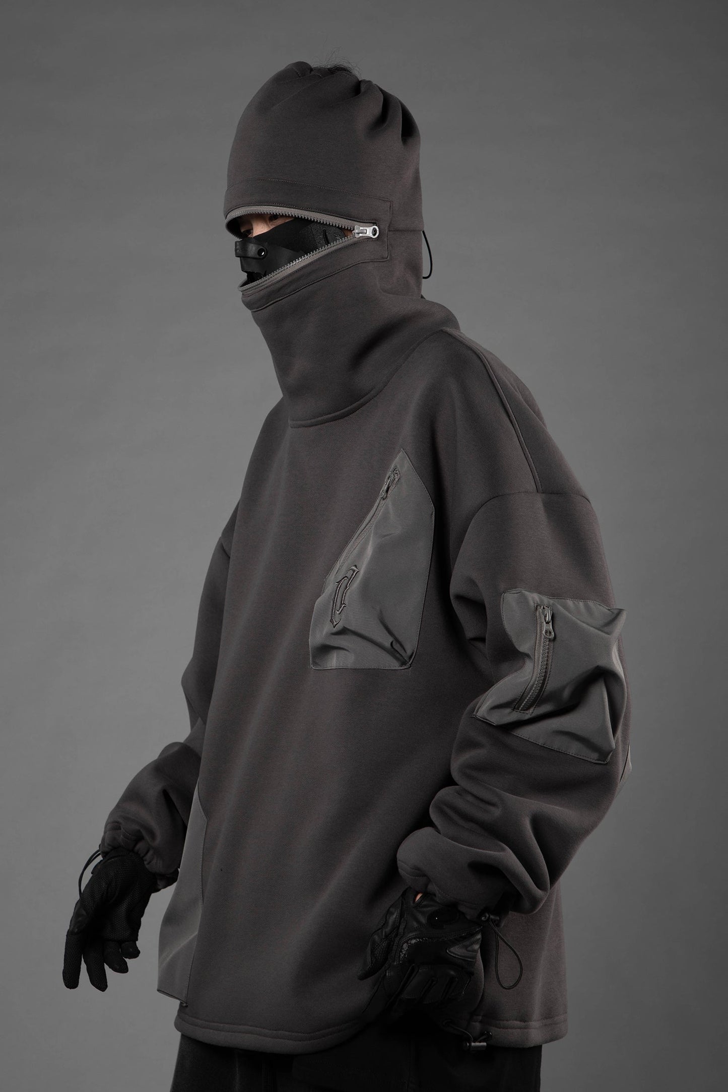 HiH33 Grey Utility Hoodie