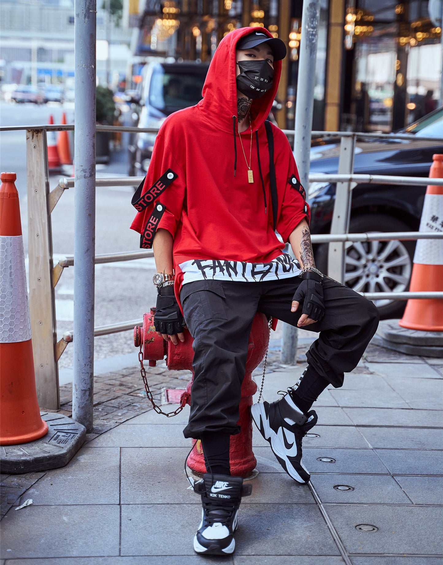 Red Solo Movement Short Sleeves Hoodie