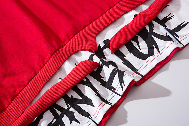 Red Solo Movement Short Sleeves Hoodie