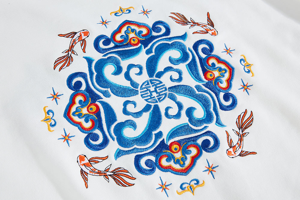 KH9201 Fish Art Embroidery Hoodie