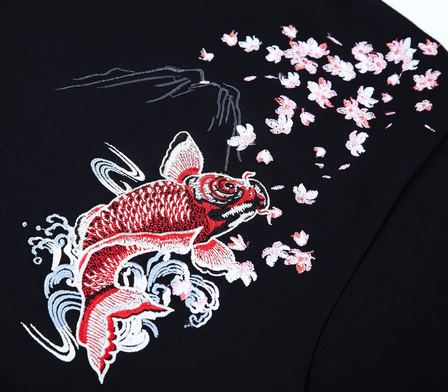 KH9197 Red Koi Embroidery Hoodie