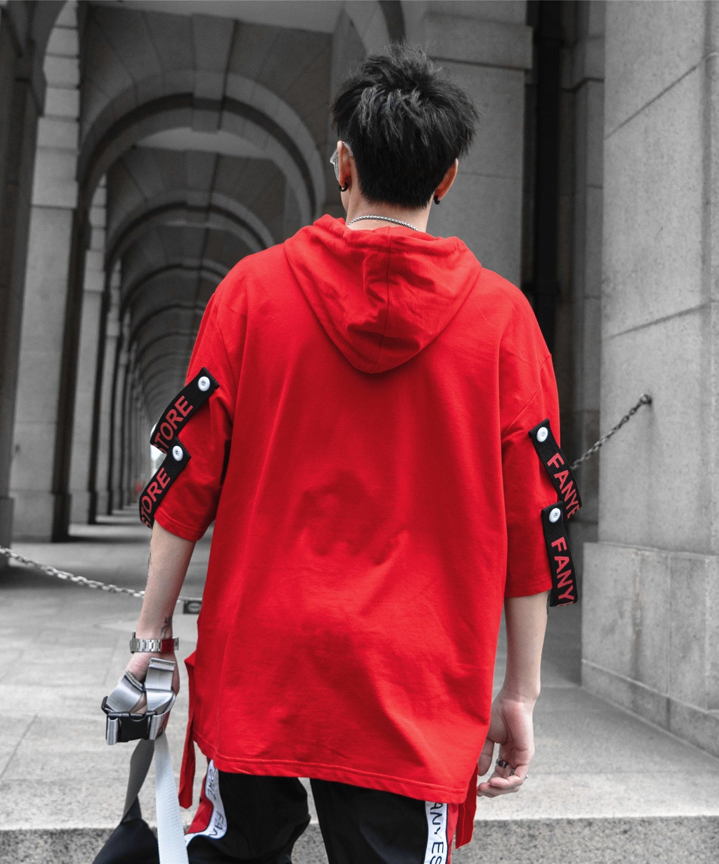 Red Solo Movement Short Sleeves Hoodie