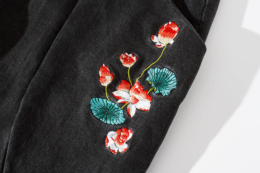 KH7121 Flowers Embroidery Joggers
