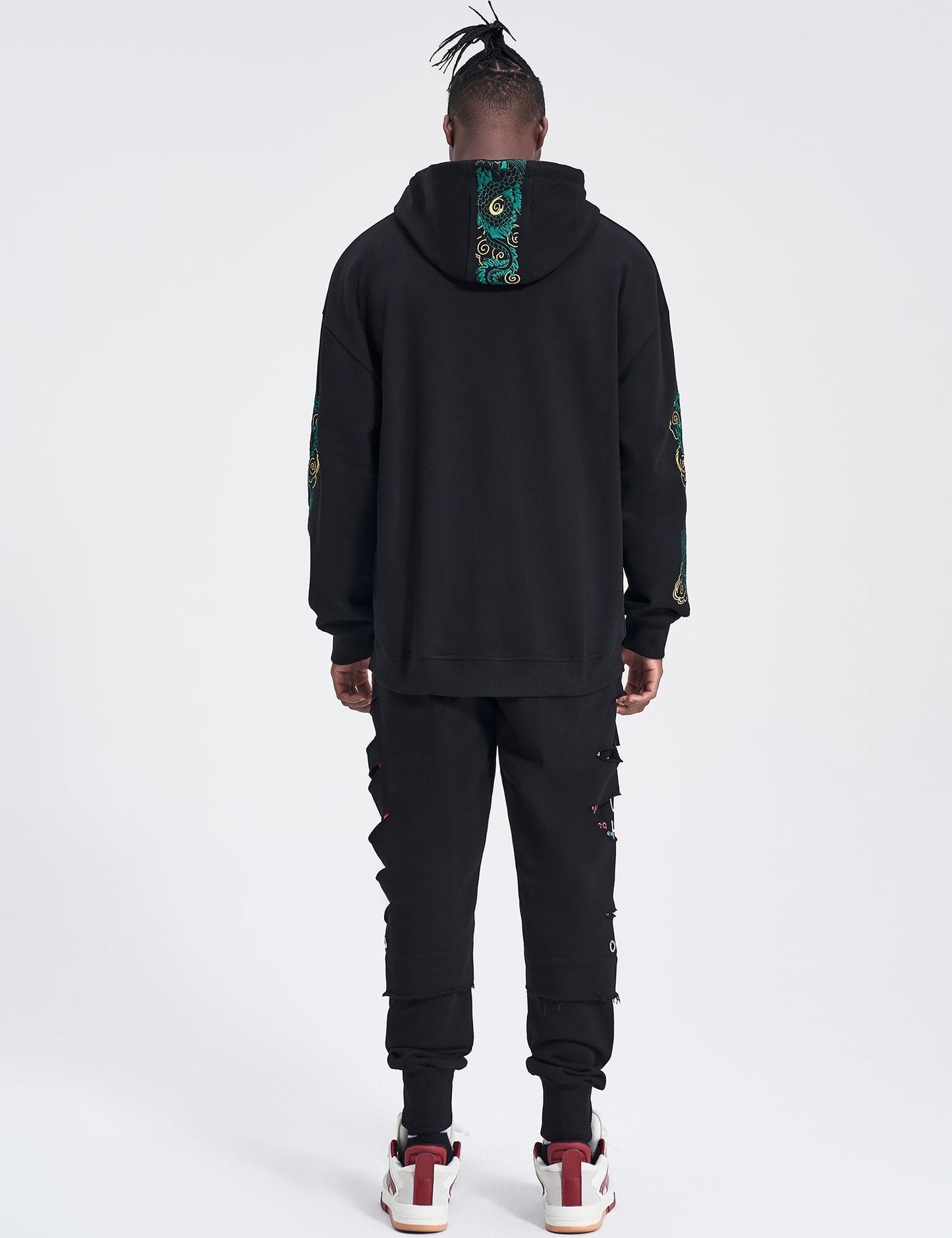 WSY340 Emerald Dragon Embroidery Hoodie