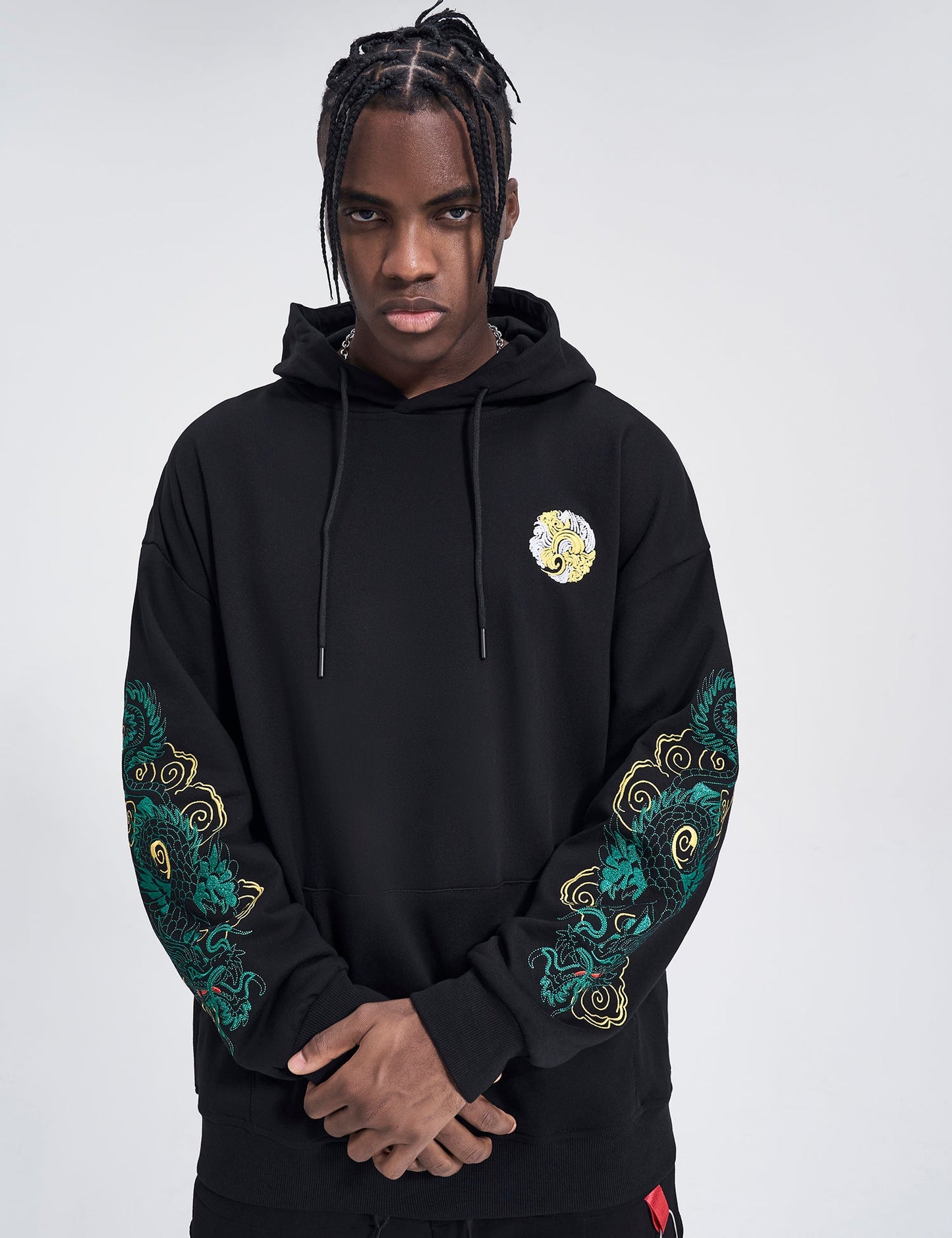WSY340 Emerald Dragon Embroidery Hoodie