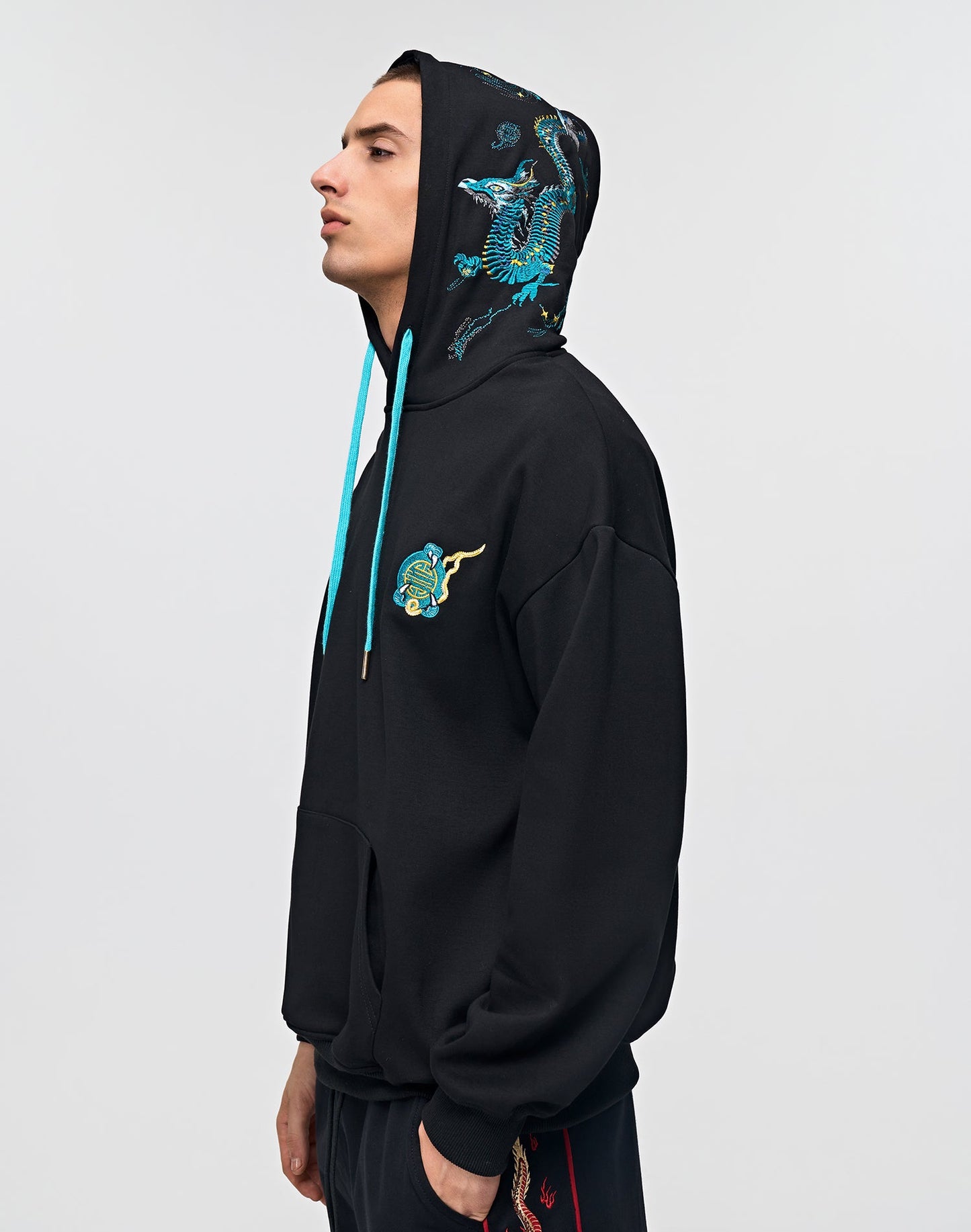 KH9000 Blue Dragon Embroidery Hoodie