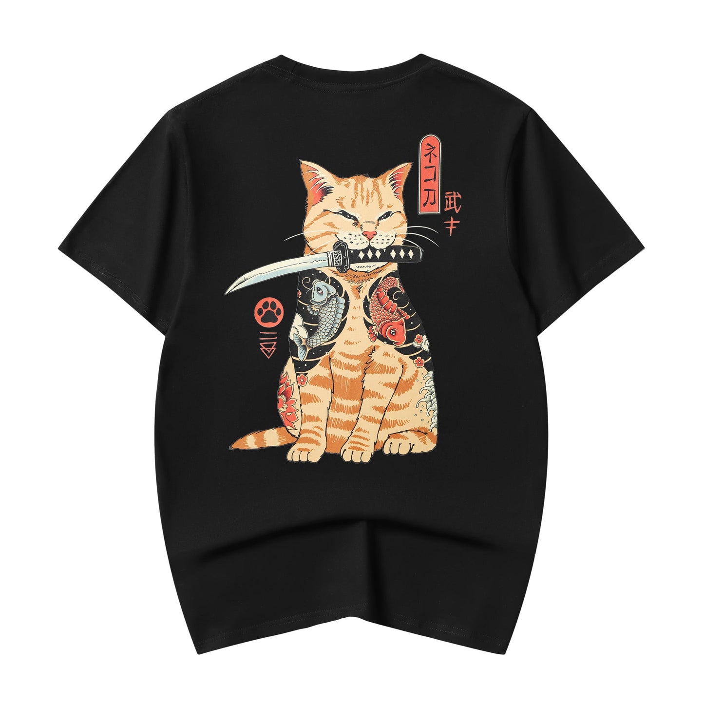 T-shirt YeT014 Samurai Swordart Cat