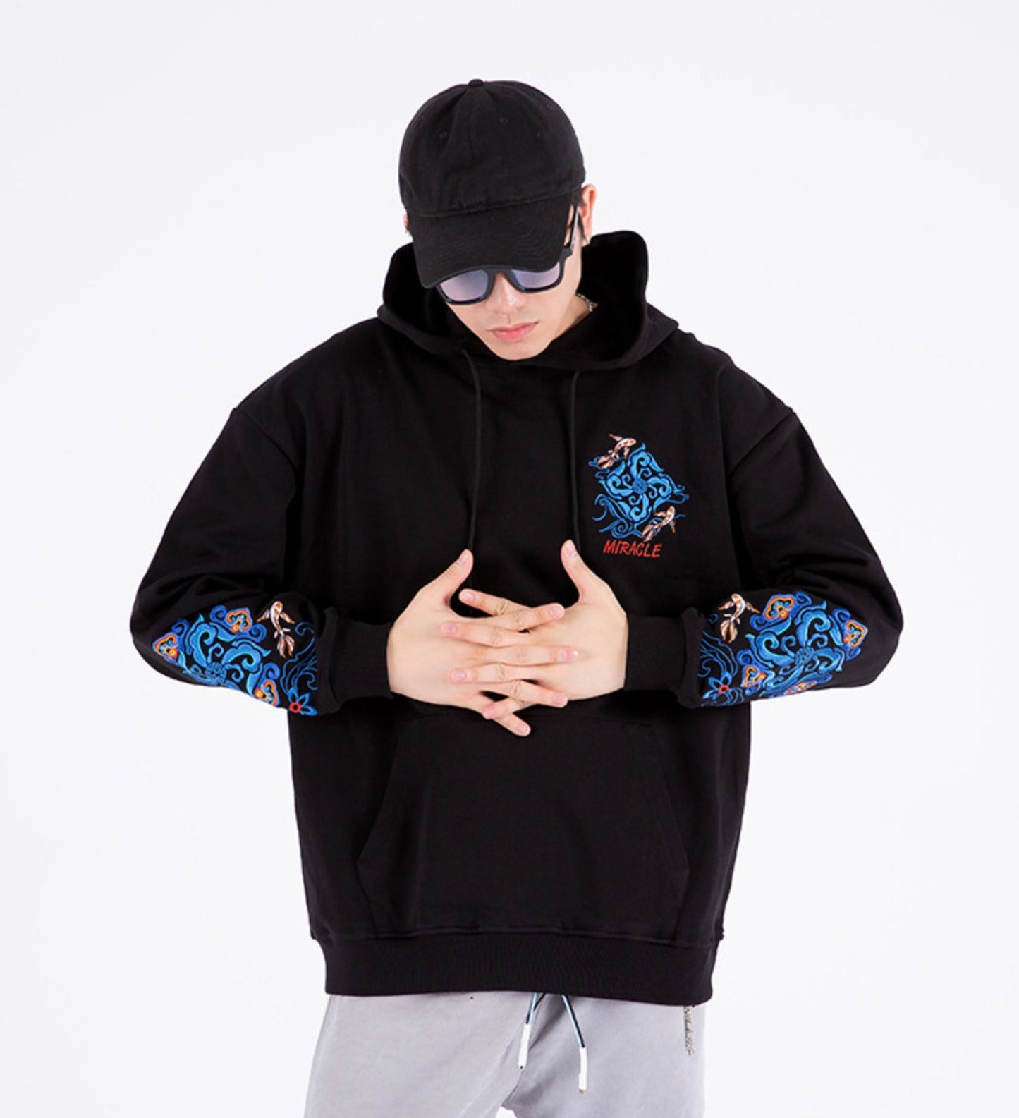 KH9201 Fish Art Embroidery Hoodie