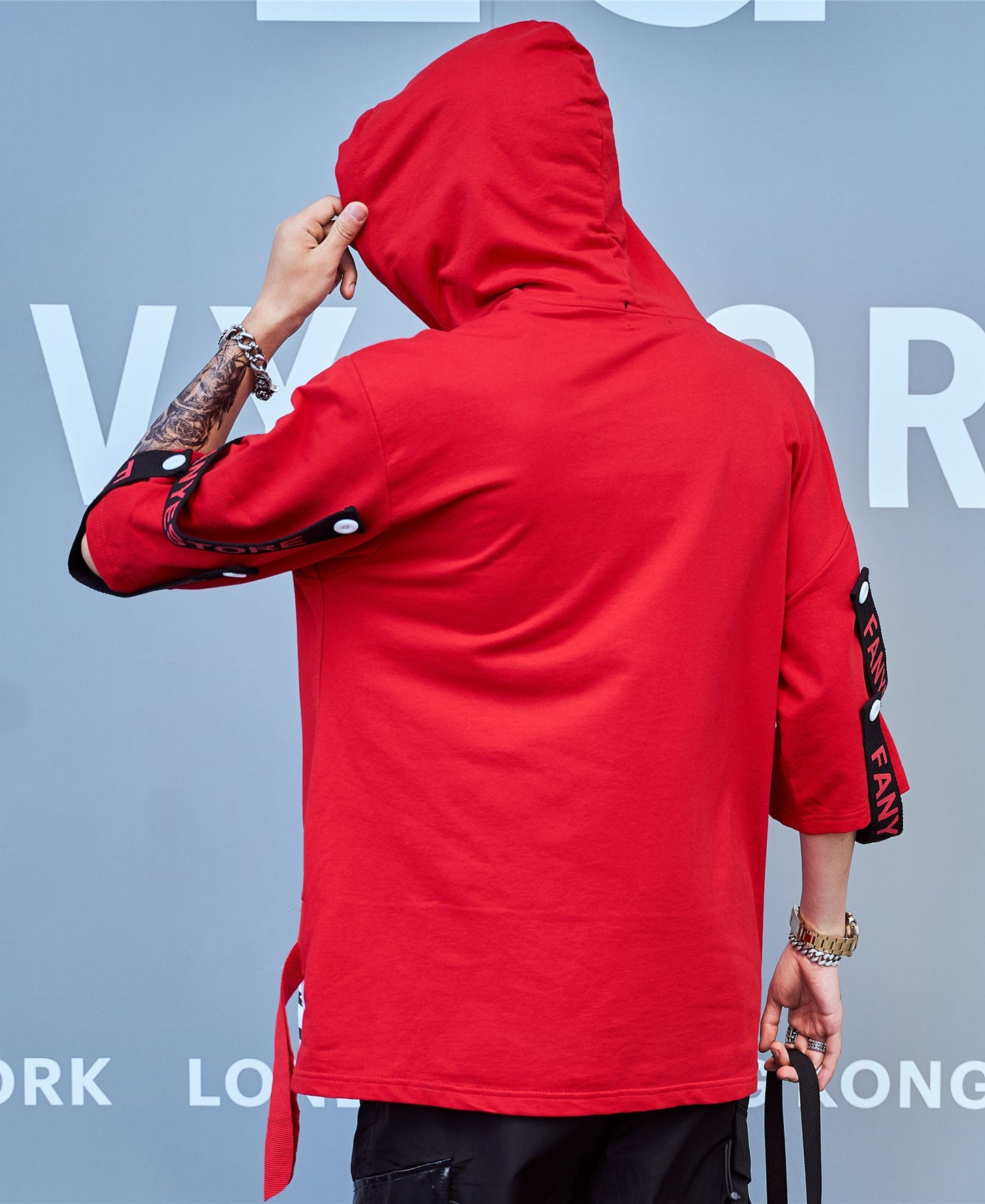 Red Solo Movement Short Sleeves Hoodie