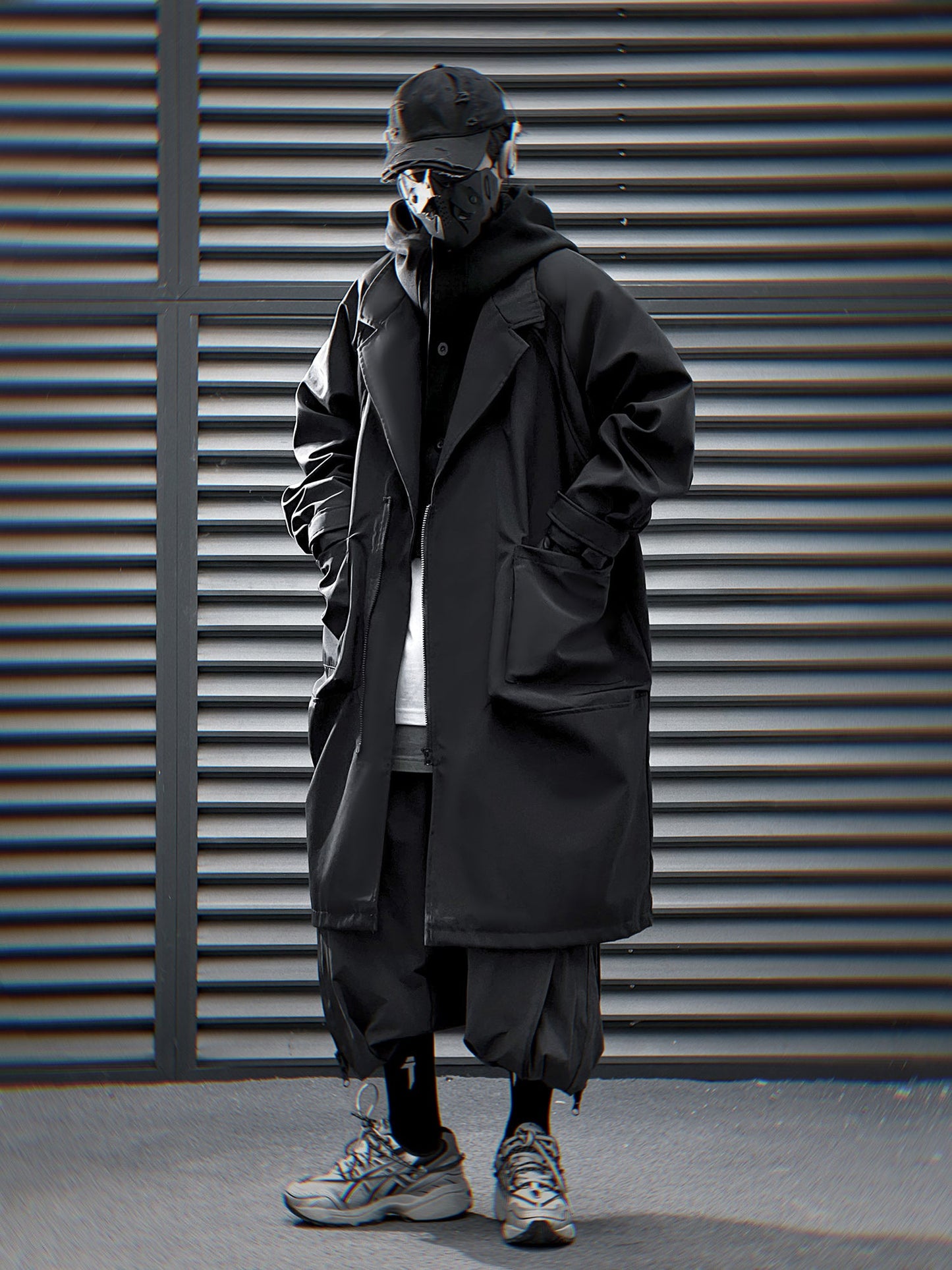 HiJ36 Black Urban Trench Coat