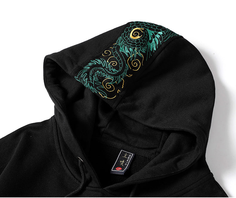 WSY340 Emerald Dragon Embroidery Hoodie