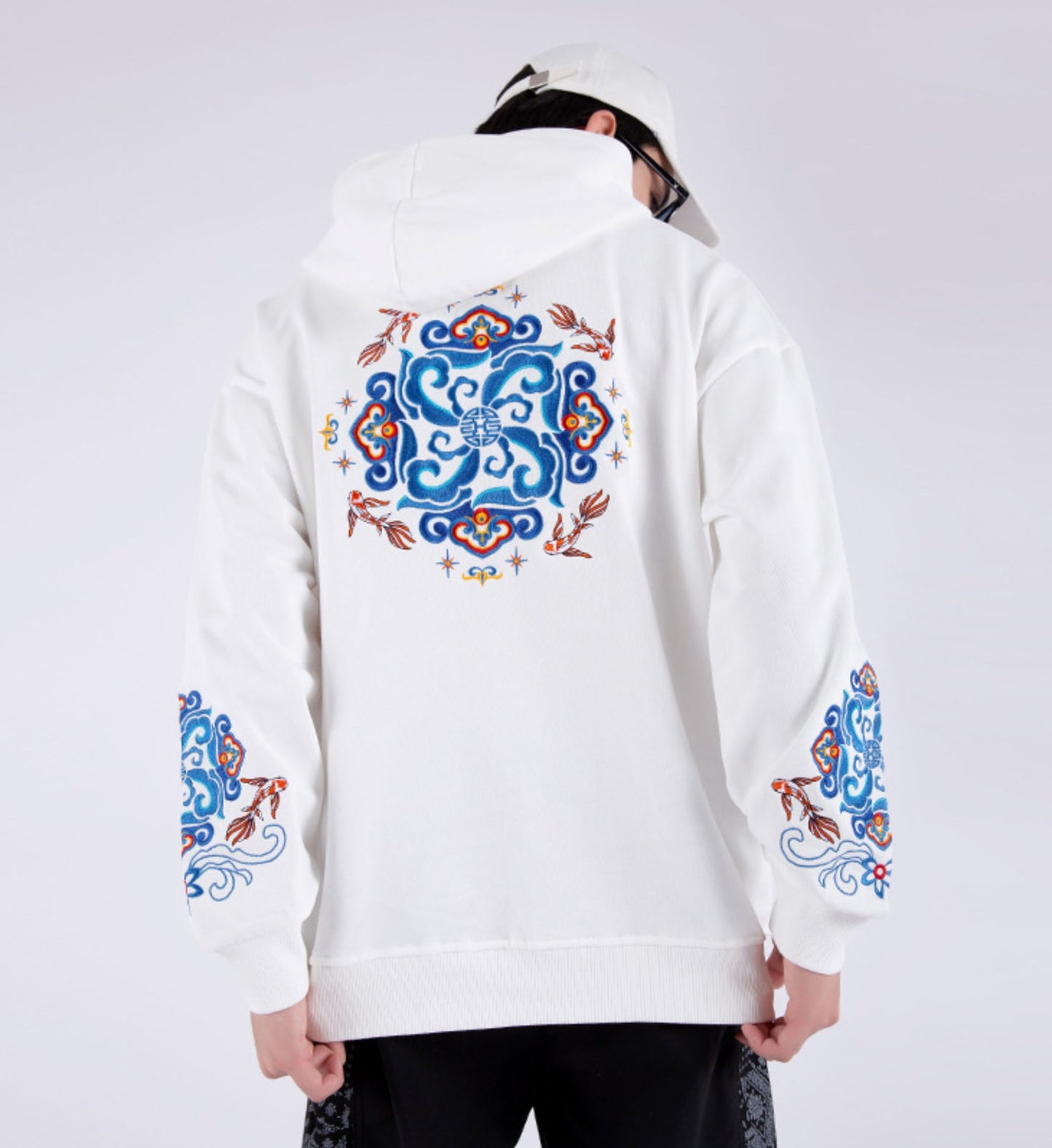 KH9201 Fish Art Embroidery Hoodie