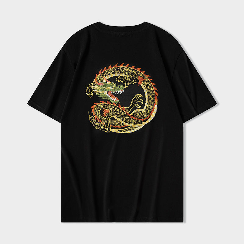 T-shirt brodé Dragon doré KH866