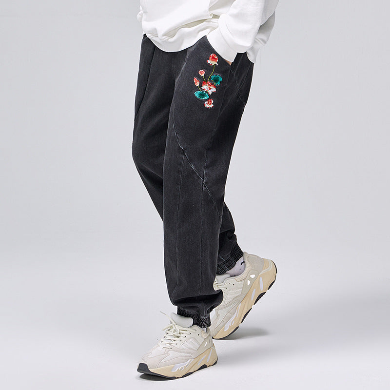 KH7121 Flowers Embroidery Joggers