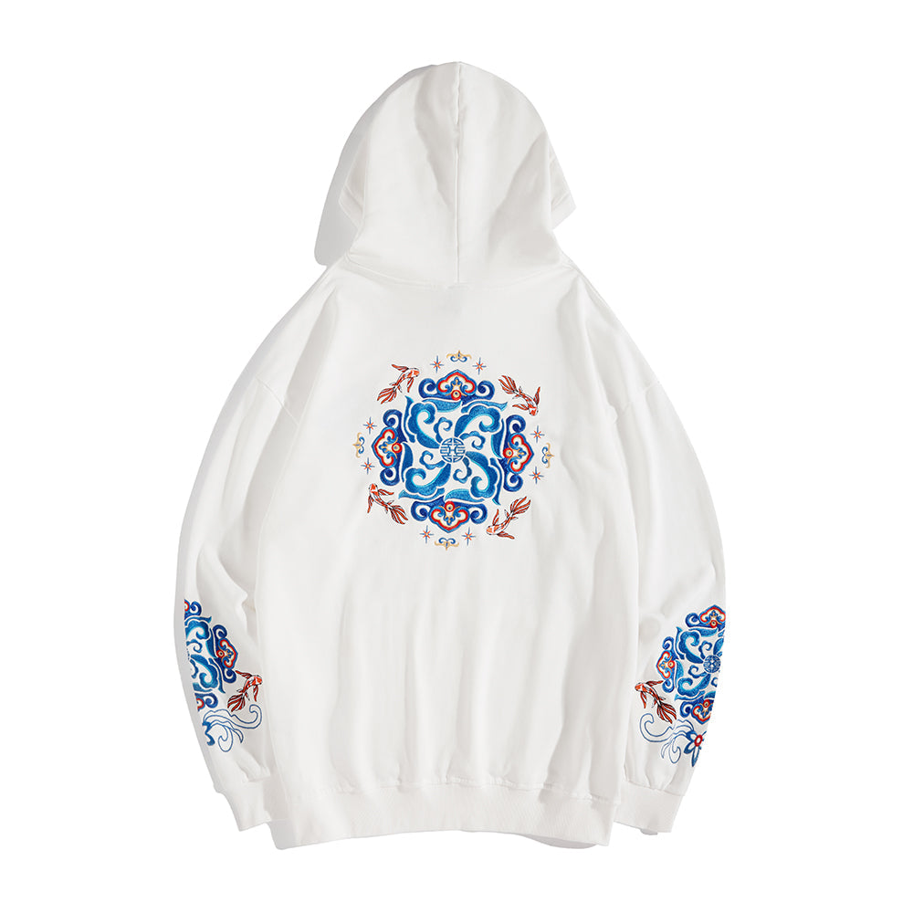 KH9201 Fish Art Embroidery Hoodie