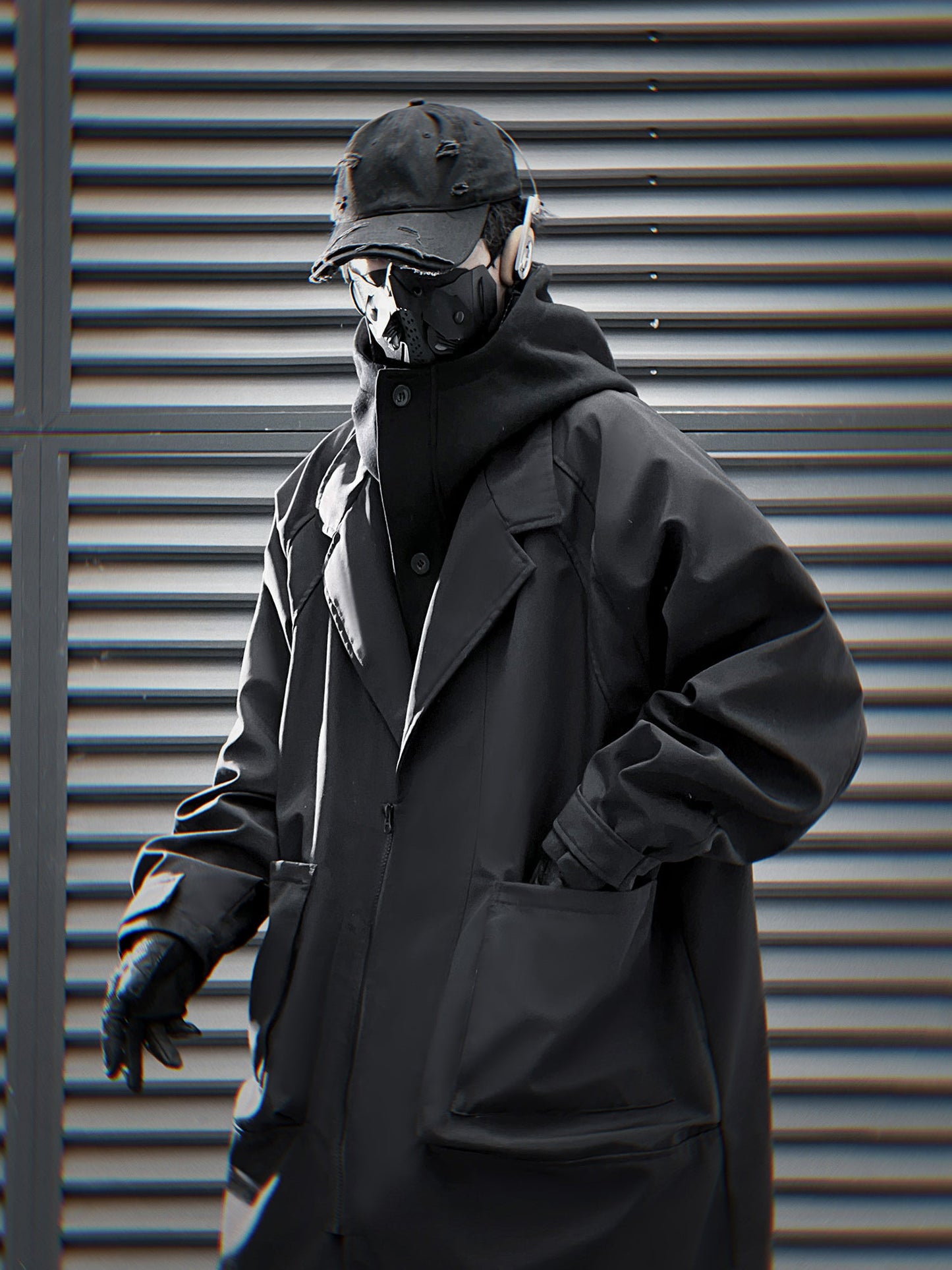 HiJ36 Black Urban Trench Coat