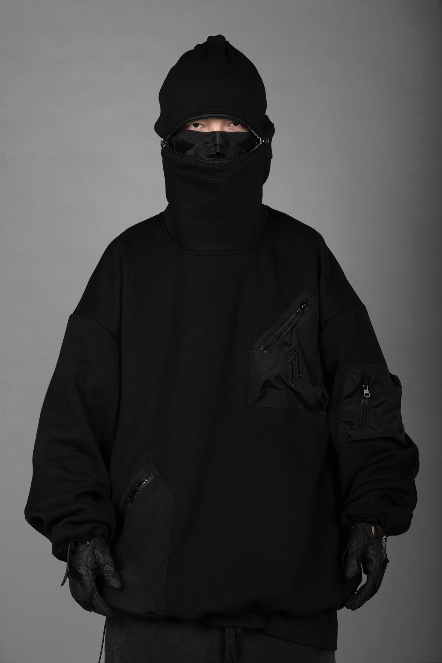 HiH33 Black Utility Hoodie