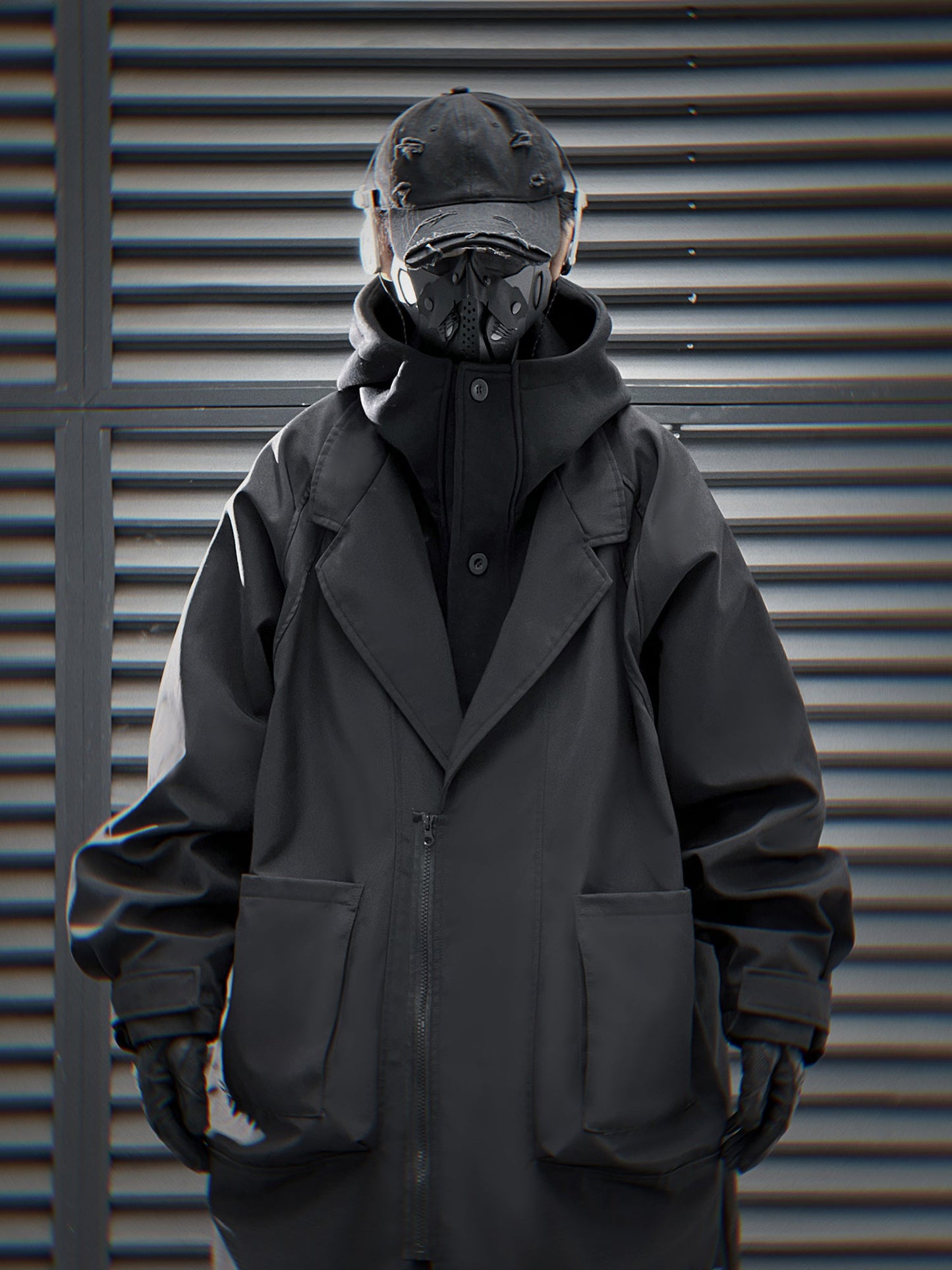 HiJ36 Black Urban Trench Coat