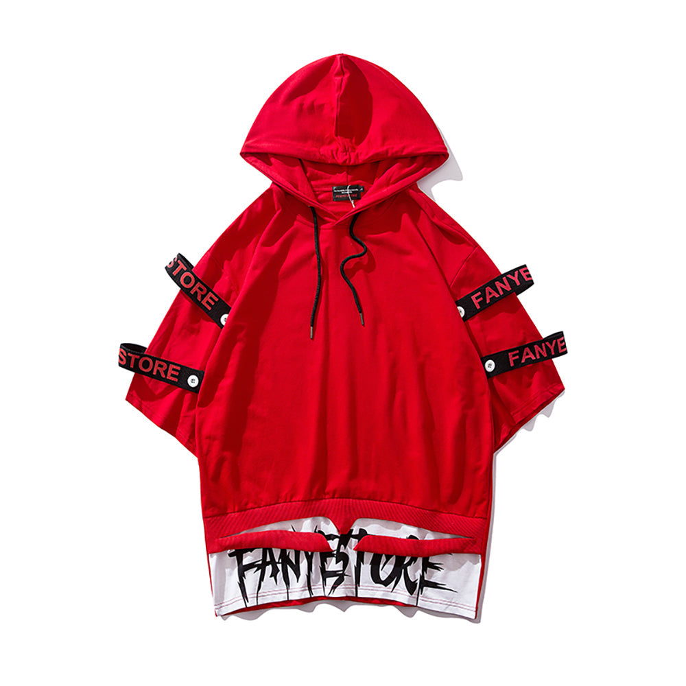Red Solo Movement Short Sleeves Hoodie