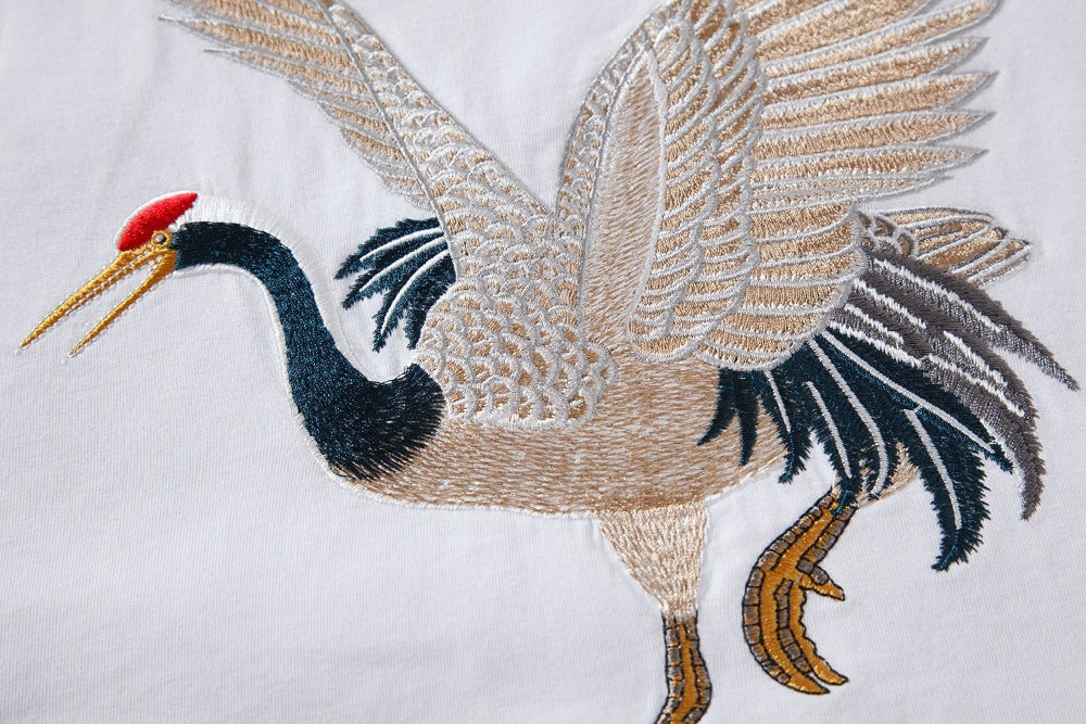 KH858 Flying Crane Embroidery Tee