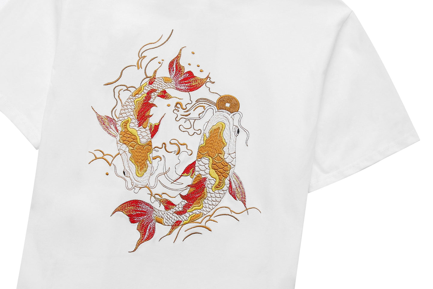 T-shirt brodé poisson koï doré KH852