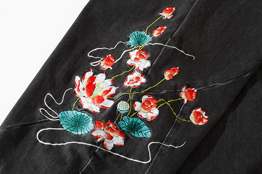 KH7121 Flowers Embroidery Joggers