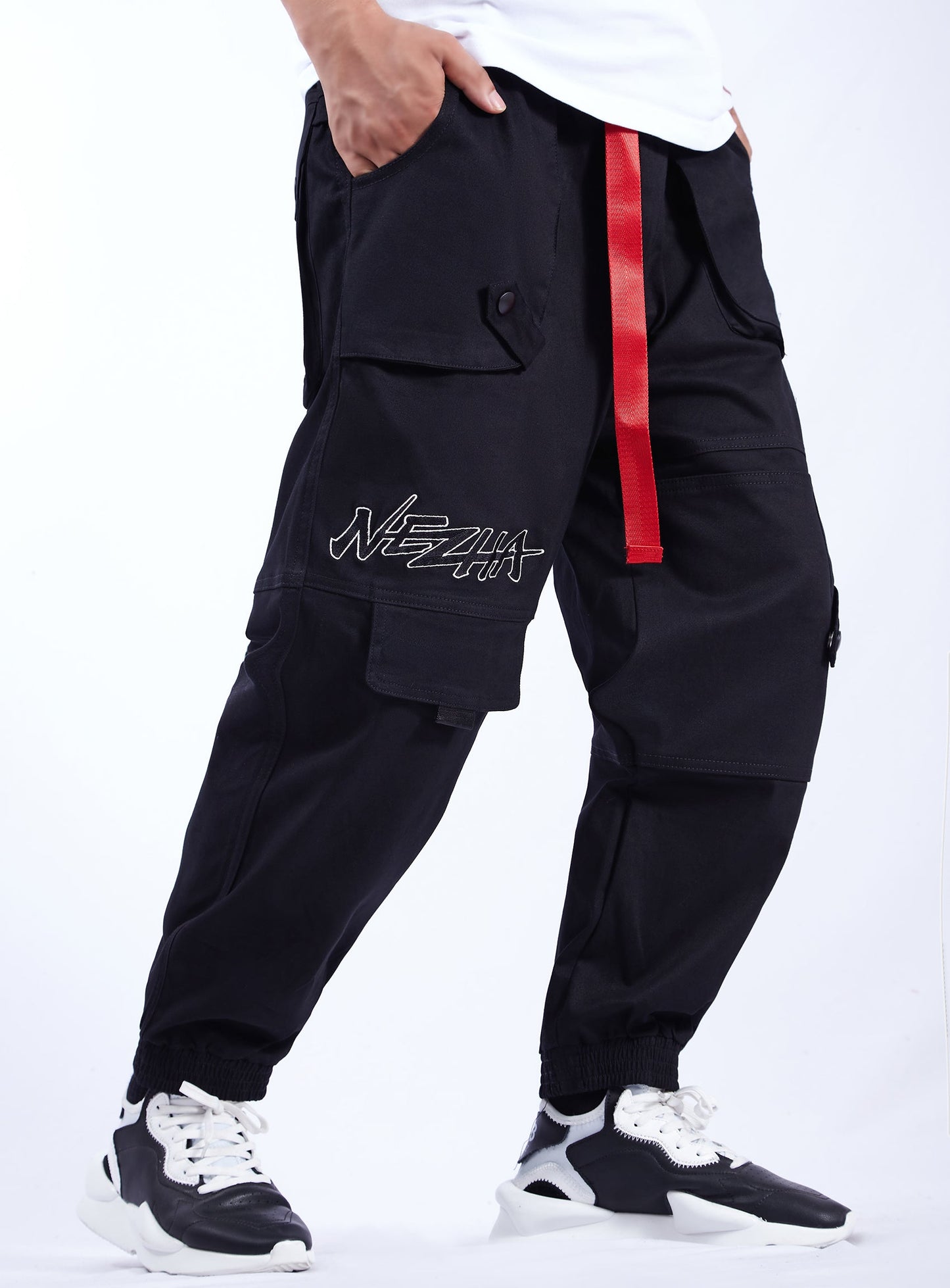 IBP332 Yin Yang Black Cargo Pants