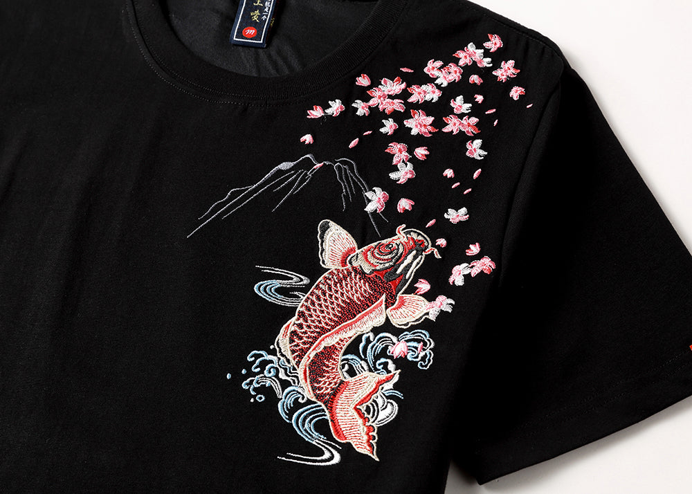 KH628 Red Koi Embroidery Tee