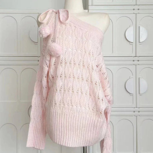 Pull en tricot à pompons mignons