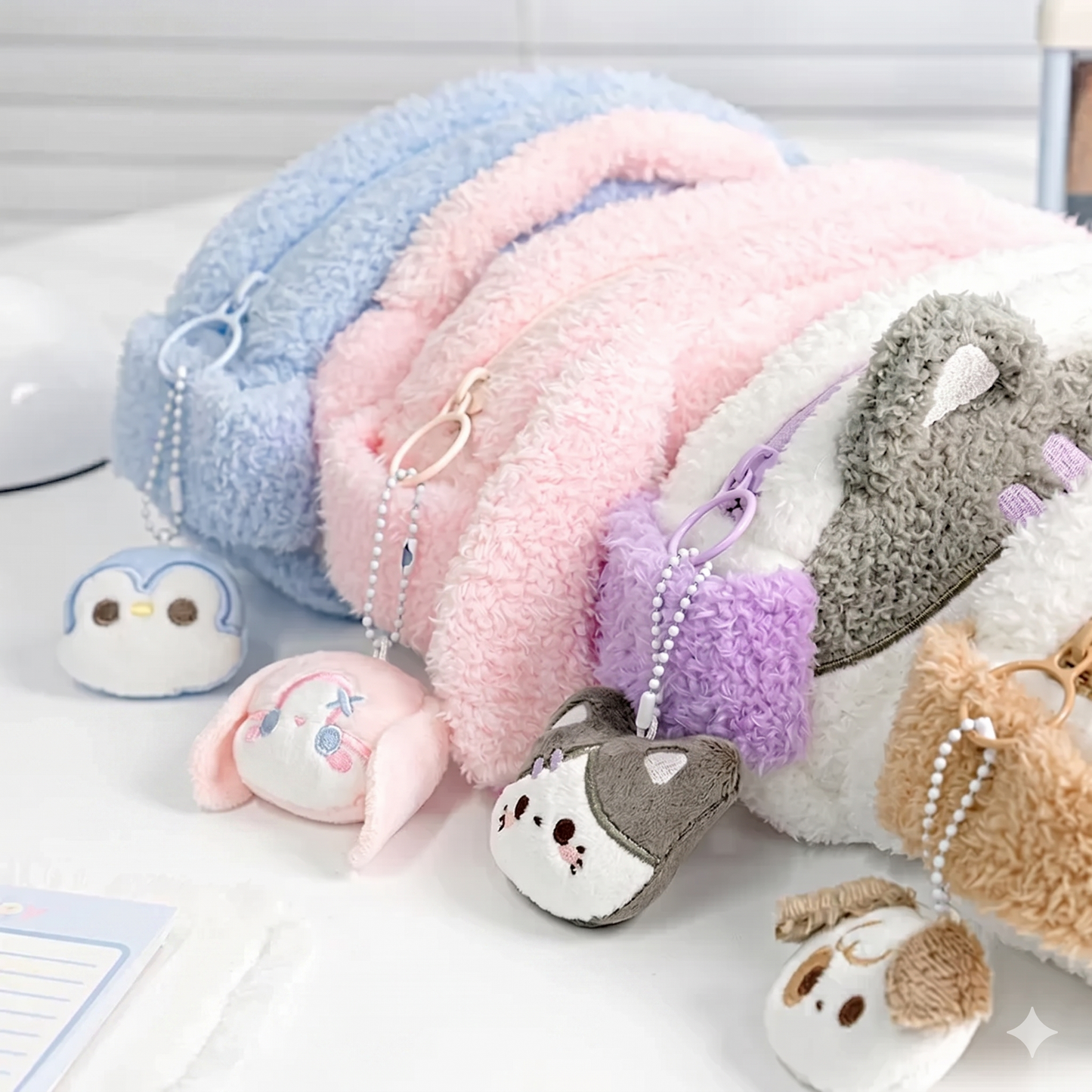 Trousses à crayons en peluche kawaii