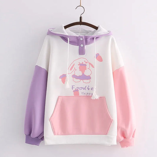 Sweat à capuche pastel carotte lapin