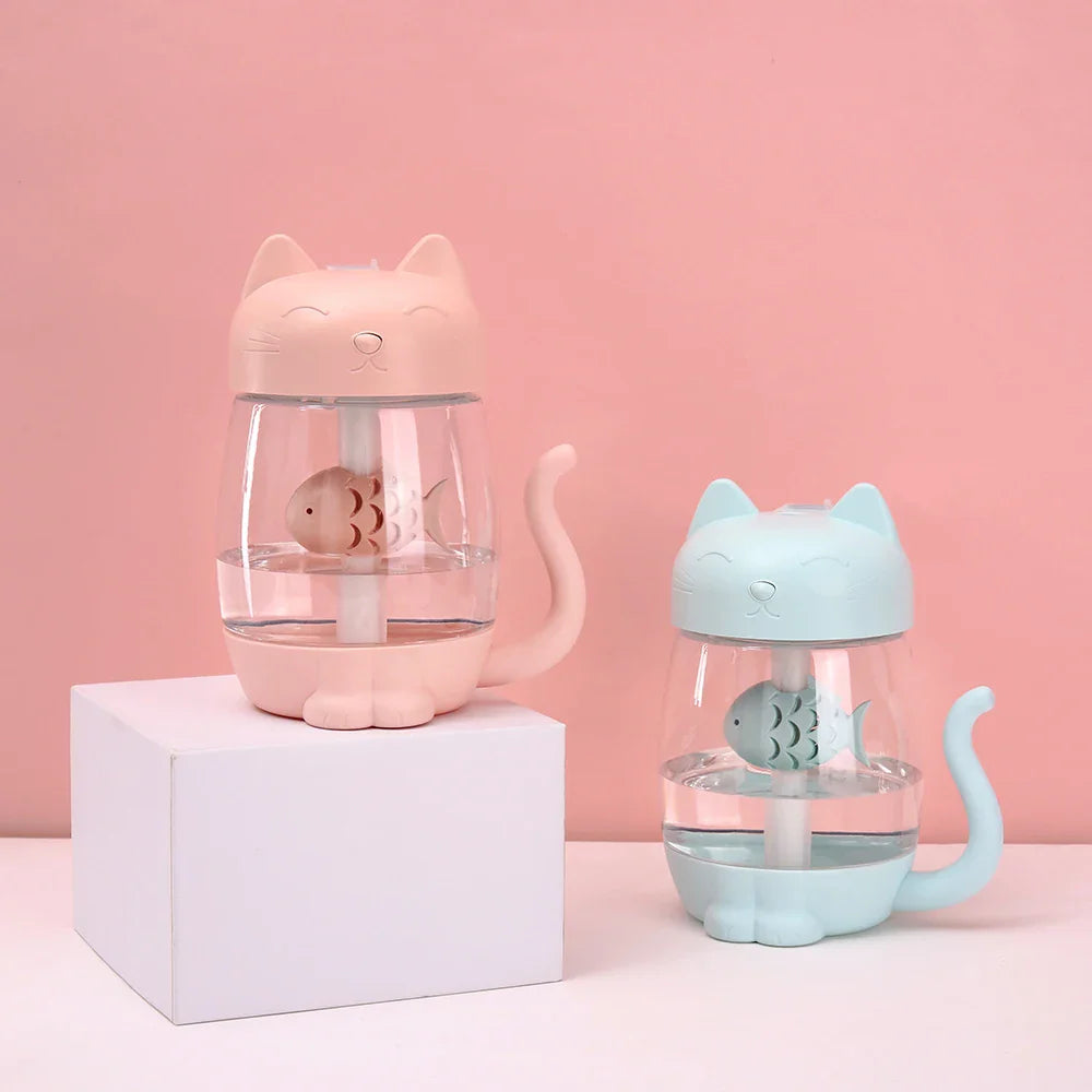 Humidificateur d'air en forme de chat mignon avec lumière LED