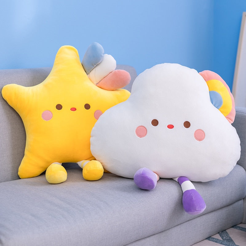 Peluches de nube arcoíris y estrellas
