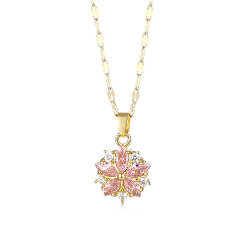 Collier pendentif fleur de cerisier en cristal