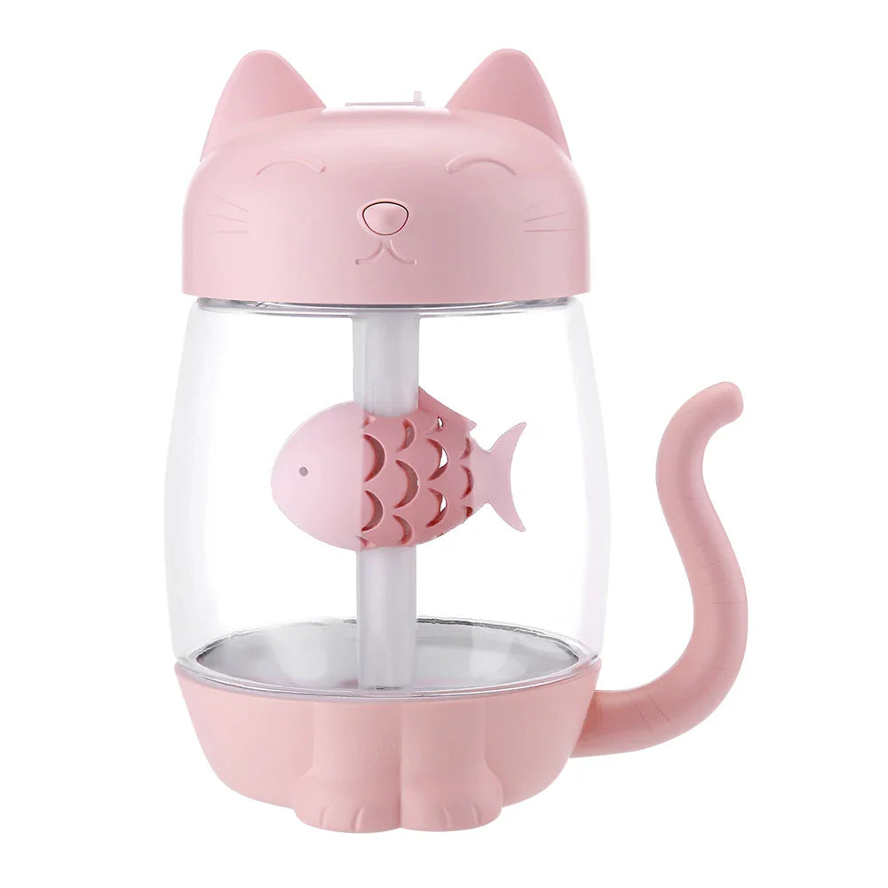 Humidificateur d'air en forme de chat mignon avec lumière LED