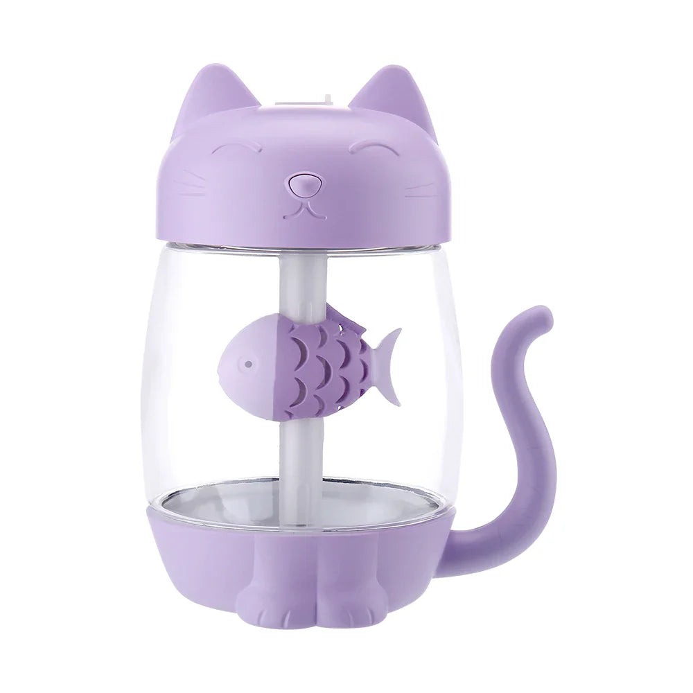 Humidificateur d'air en forme de chat mignon avec lumière LED