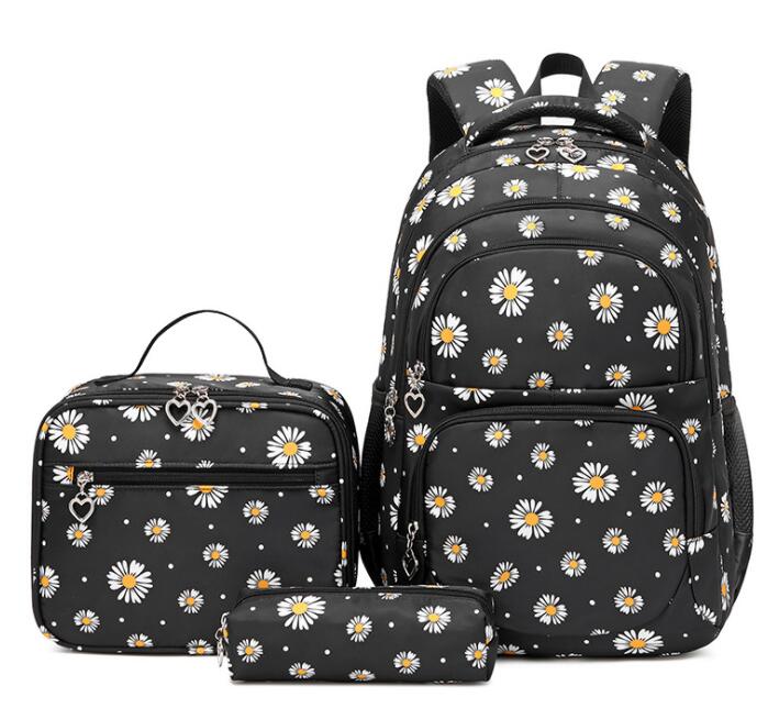 Conjunto de 3 mochilas escolares con diseño de margaritas