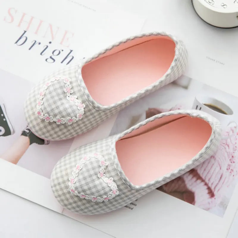 Cute Gingham Cotton Slippers
