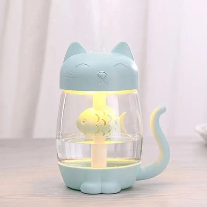 Humidificateur d'air en forme de chat mignon avec lumière LED