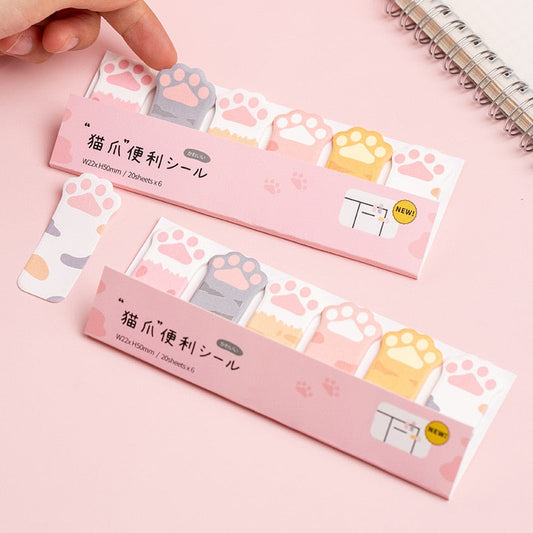 Notes autocollantes en forme de pattes de chat