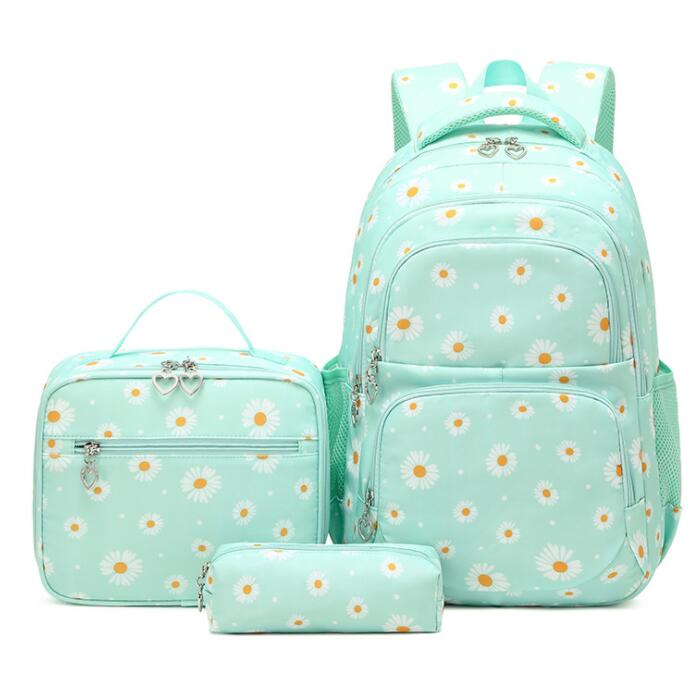 Conjunto de 3 mochilas escolares con diseño de margaritas