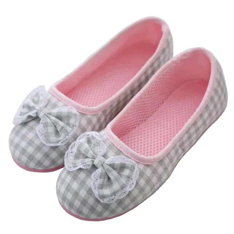 Cute Gingham Cotton Slippers