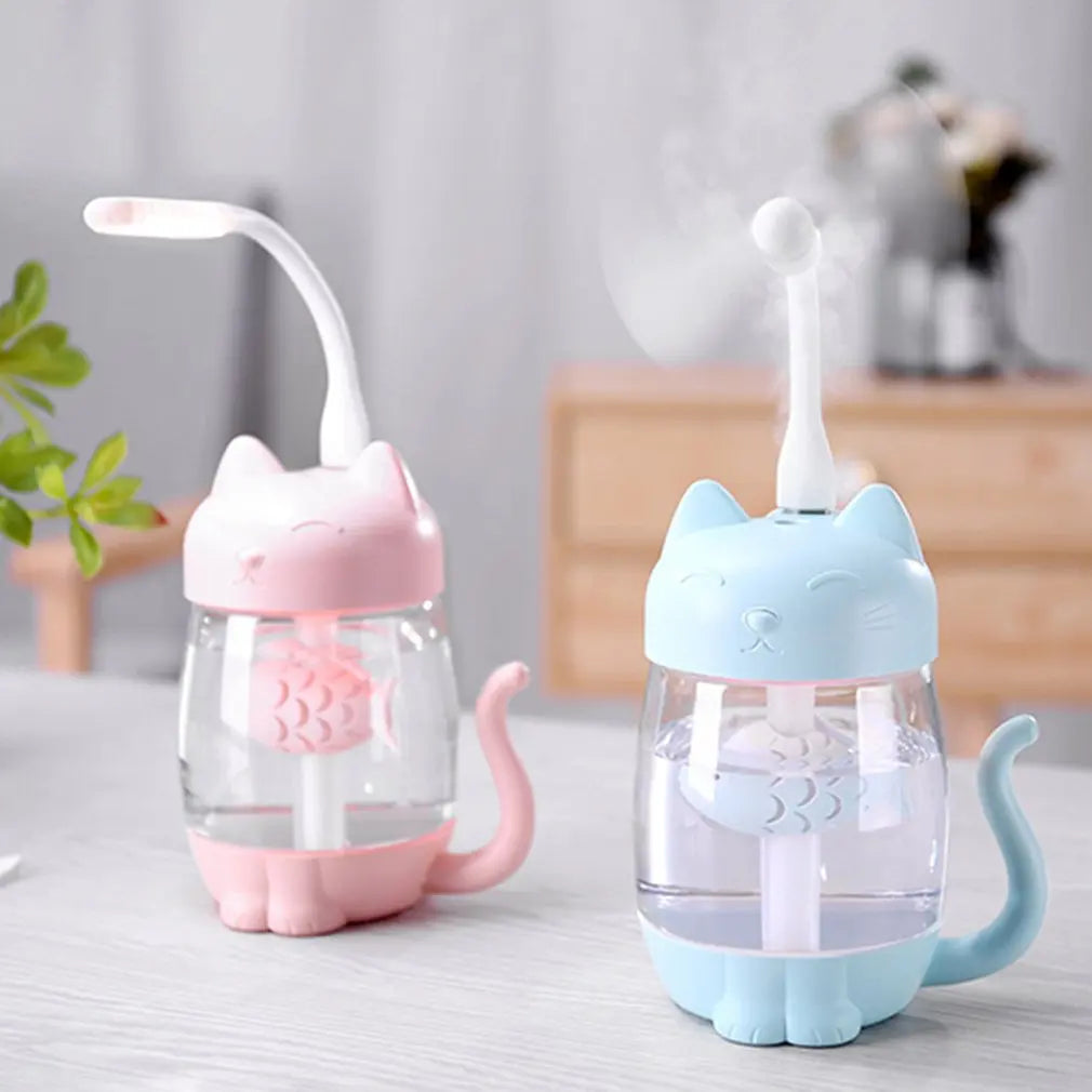 Humidificateur d'air en forme de chat mignon avec lumière LED