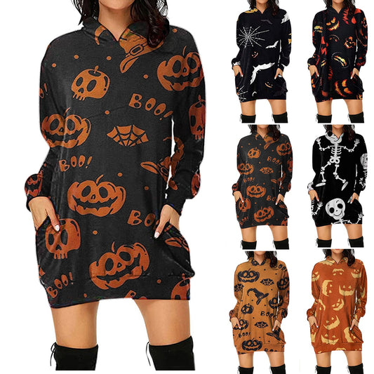 Robe à capuche à imprimé effrayant