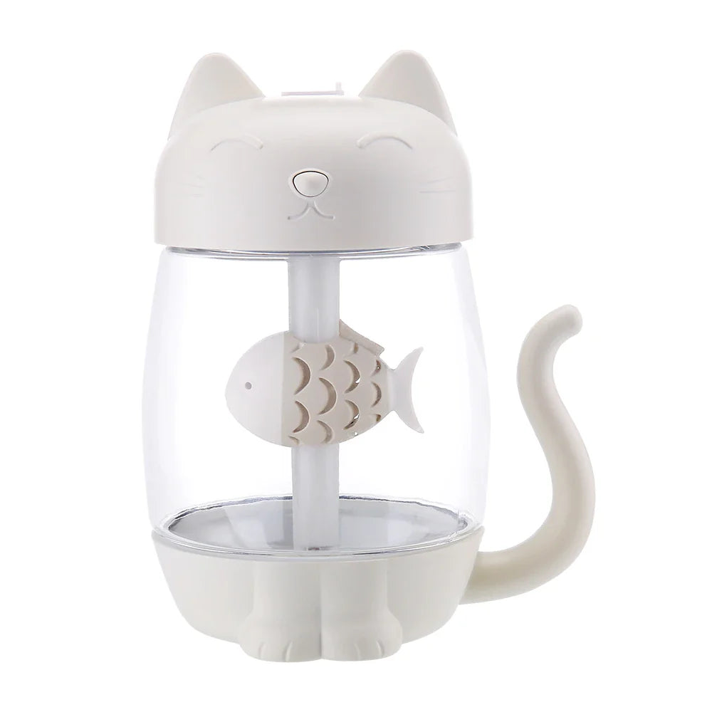 Humidificateur d'air en forme de chat mignon avec lumière LED