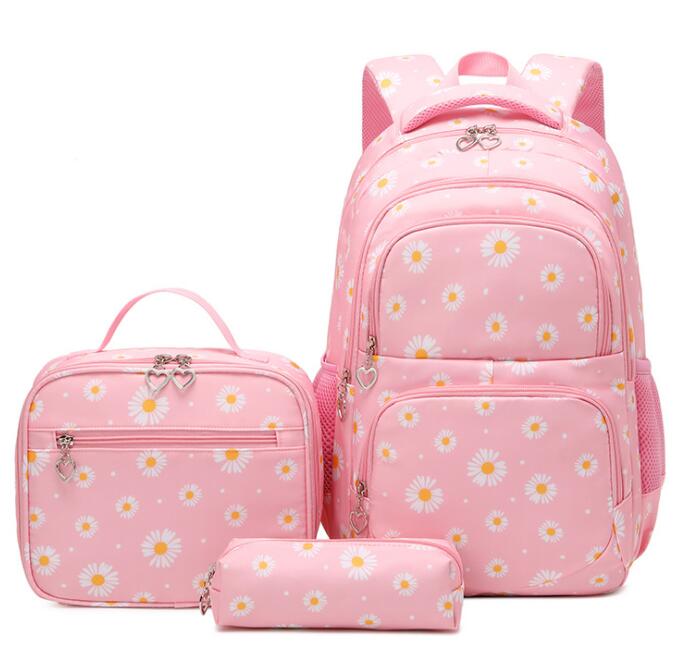 Conjunto de 3 mochilas escolares con diseño de margaritas