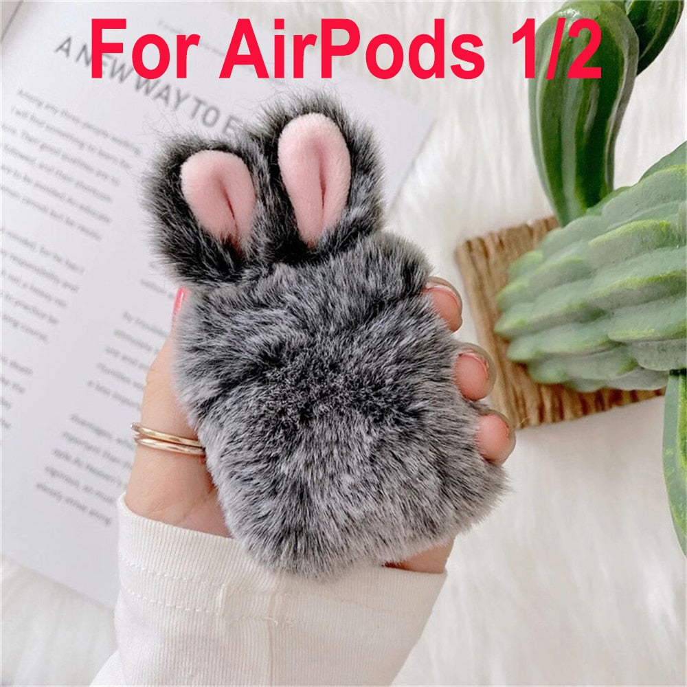 Étui pour Airpods en peluche lapin