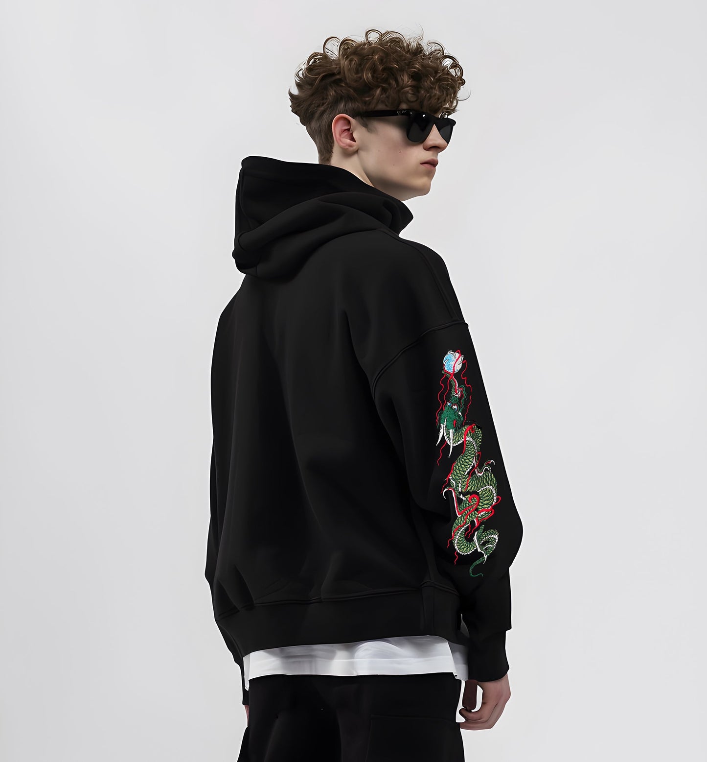 KH9005 Green Dragon Embroidery Hoodie